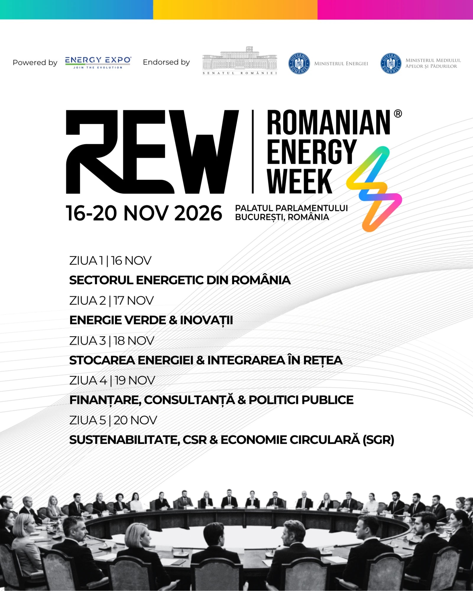 ROMANIAN ENERGY WEEK revine la Palatul Parlamentului, între 16 și 20 noiembrie 2026, cu cinci zile de dialog despre viitorul energetic al României